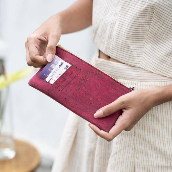 Buy Slim Kim Minimal Wallet - Natural + Maroon | Shop Verified Sustainable Womens Wallet on Brown Living™