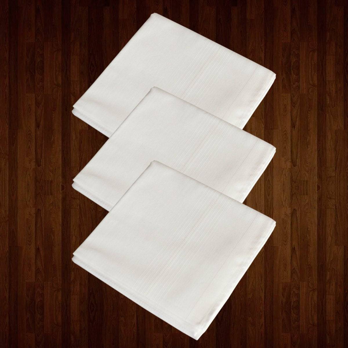 Slim Premium White Cotton Hankies, Pack Of 3 | Verified Sustainable by Brown Living™