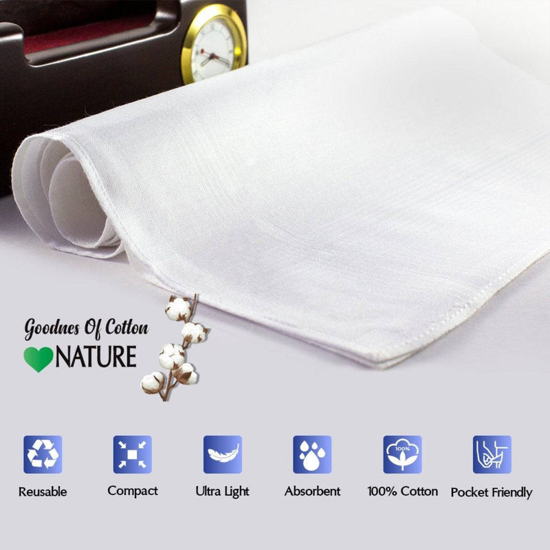 Buy Slim Premium White Cotton Hankies, Pack Of 3 | Shop Verified Sustainable Handkerchiefs on Brown Living™