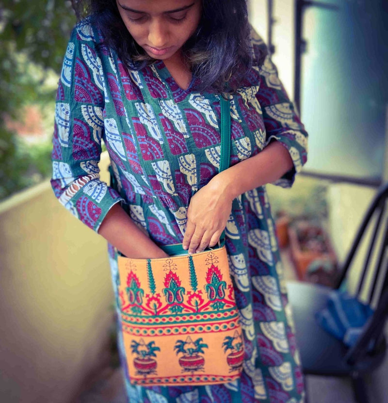 Buy Sling Bag - Pure Cotton- Kumbam | Shop Verified Sustainable Womens Bag on Brown Living™