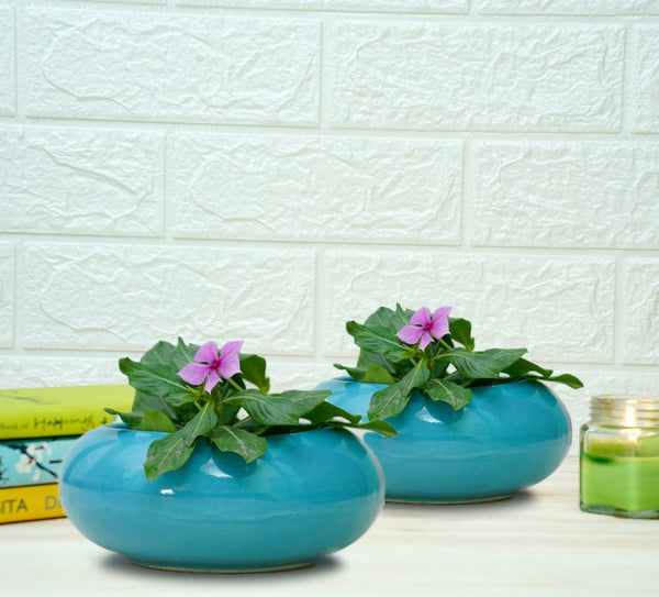 Buy Small Ceramic Pots for Desk | Sky Blue | Shop Verified Sustainable Pots & Planters on Brown Living™