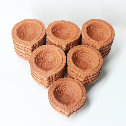 Small Motiff Diya : Diwali Special - Diyas & Cotton Wicks – Lamps & Lighting on Brown Living™. SKU: MP_DYA/MTF/DS/25. Img 1.