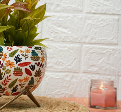 Small Pot for Indoor Plants (Leaf Print, Pack of 2) | Verified Sustainable by Brown Living™
