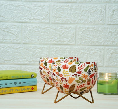 Small Pot for Indoor Plants (Leaf Print, Pack of 2) | Verified Sustainable by Brown Living™