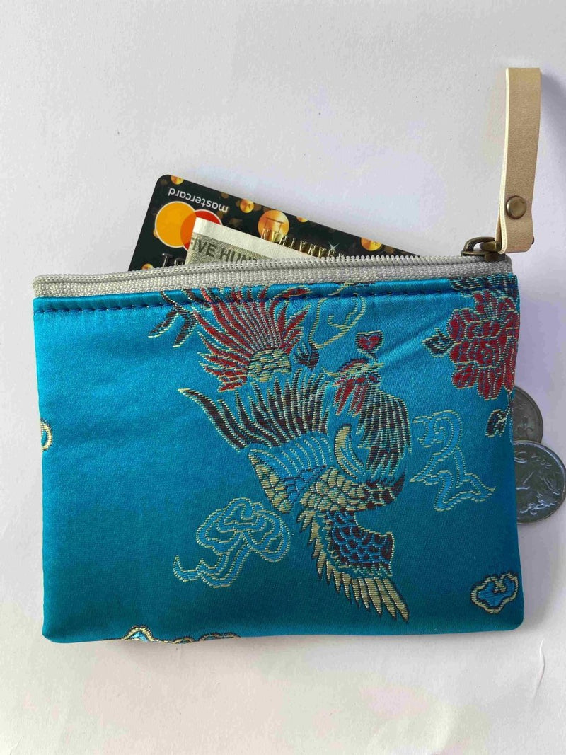 Buy Small Zipper pouch for coins and card- Pack of 3- Blue brocade | Shop Verified Sustainable Products on Brown Living