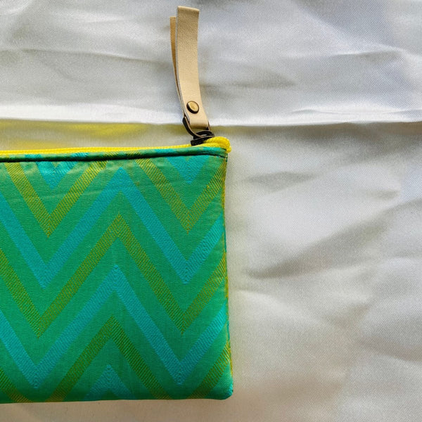 Buy Small Zipper Pouches- Mini Wallet-Green ZigZag | Shop Verified Sustainable Travel Accessories on Brown Living™