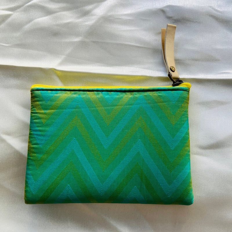 Buy Small Zipper Pouches- Mini Wallet-Green ZigZag | Shop Verified Sustainable Travel Accessories on Brown Living™