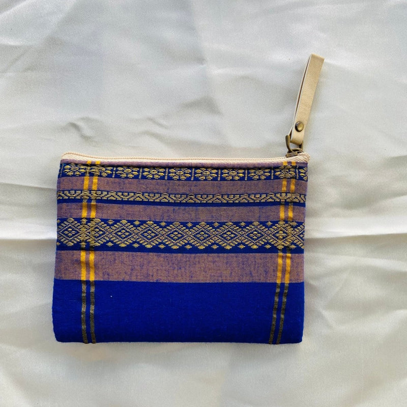 Buy Small Zipper Pouches- Mini Wallets-Blue with Zari | Shop Verified Sustainable Travel Accessories on Brown Living™