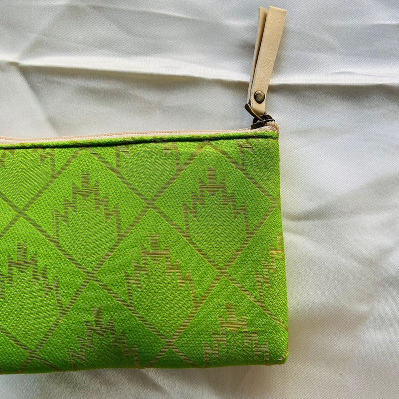 Buy Small zipper pouches- Mini wallets- Green Brocade | Shop Verified Sustainable Travel Accessories on Brown Living™