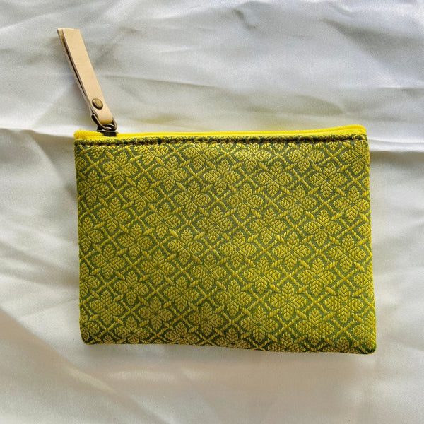 Buy Small Zipper Pouches- Mini Wallets- Green Flowers | Shop Verified Sustainable Products on Brown Living