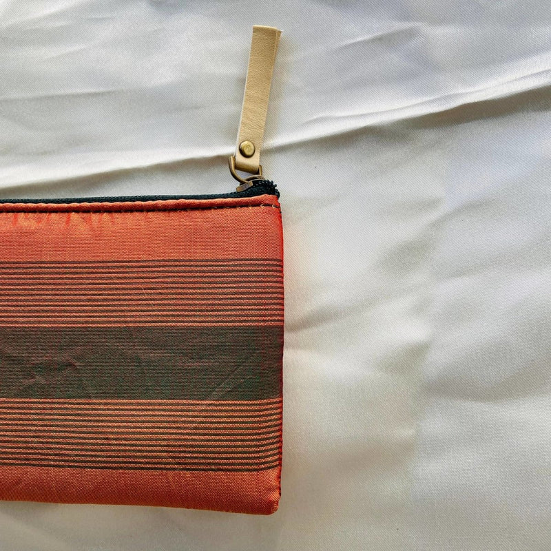 Buy Small Zipper Pouches- Mini Wallets- Peach with Stripes | Shop Verified Sustainable Travel Accessories on Brown Living™