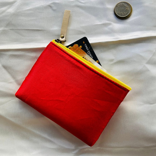 Buy Small zipper pouches- Mini wallets- Red with Yellow | Shop Verified Sustainable Travel Accessories on Brown Living™