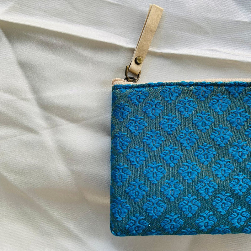Buy Small zipper pouches- Mini Wallets- Sky Blue with Flower Design | Shop Verified Sustainable Travel Accessories on Brown Living™