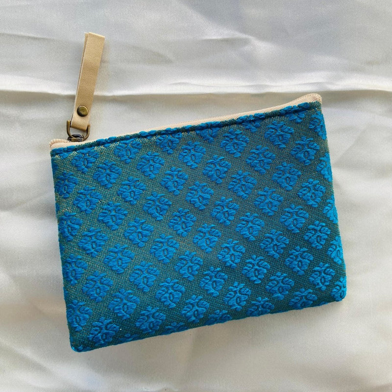 Buy Small zipper pouches- Mini Wallets- Sky Blue with Flower Design | Shop Verified Sustainable Travel Accessories on Brown Living™