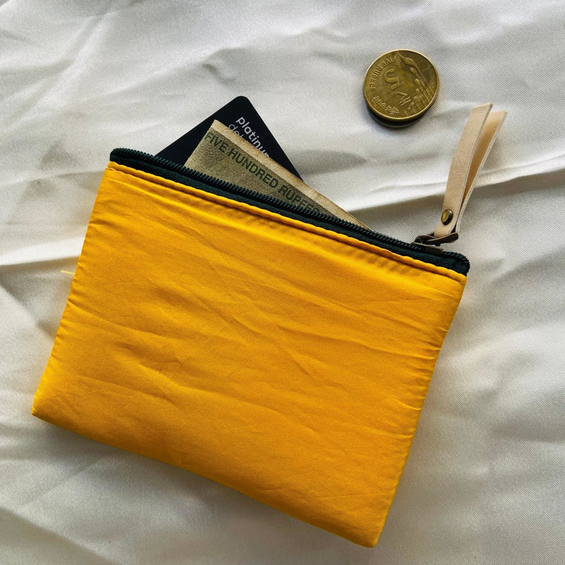 Buy Small zipper Pouches- Wallets -Solid Yellow | Shop Verified Sustainable Travel Accessories on Brown Living™