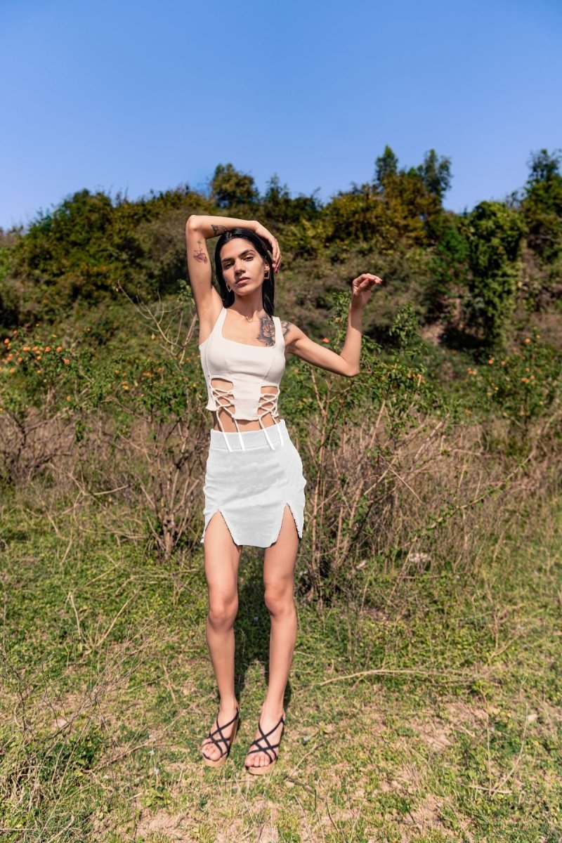 Buy Sofia Skirt - Cotton Knit Mini Skirt (White) | Shop Verified Sustainable Womens Skirt on Brown Living™