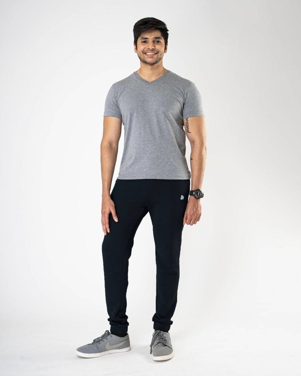 Solid Men's Black Athleisure Joggers | Verified Sustainable by Brown Living™