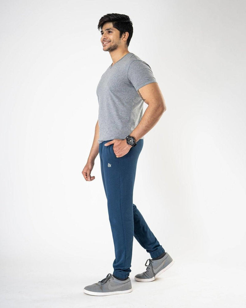 Buy Solid Men's Blue Athleisure Joggers | Shop Verified Sustainable Mens Pants on Brown Living™