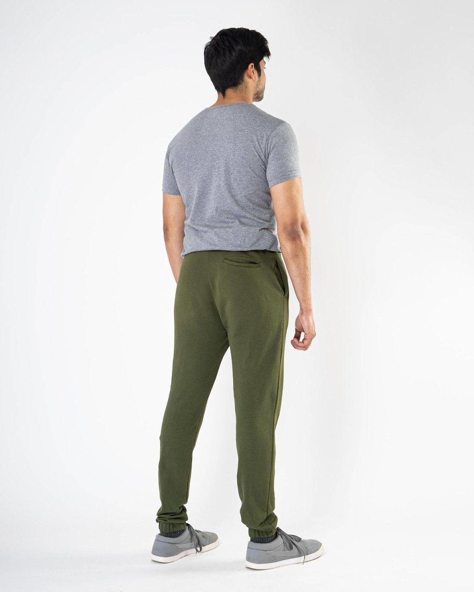 Solid Men's Green Athleisure Joggers | Verified Sustainable by Brown Living™