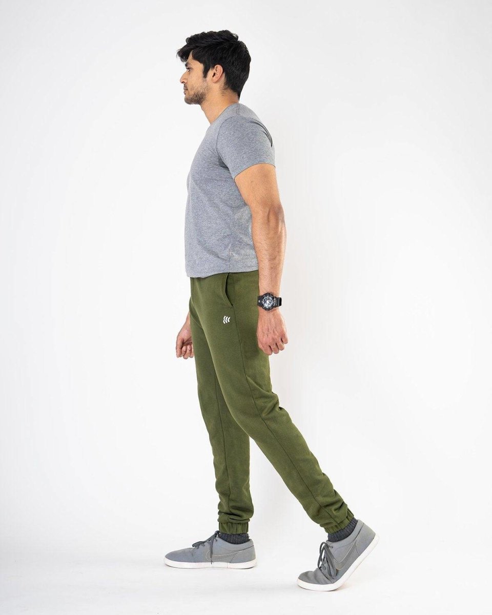 Solid Men's Green Athleisure Joggers | Verified Sustainable by Brown Living™