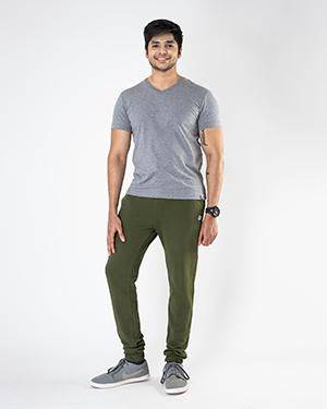 Solid Men's Green Athleisure Joggers | Verified Sustainable by Brown Living™