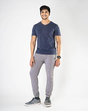 Solid Men's Grey Athleisure Joggers | Verified Sustainable by Brown Living™