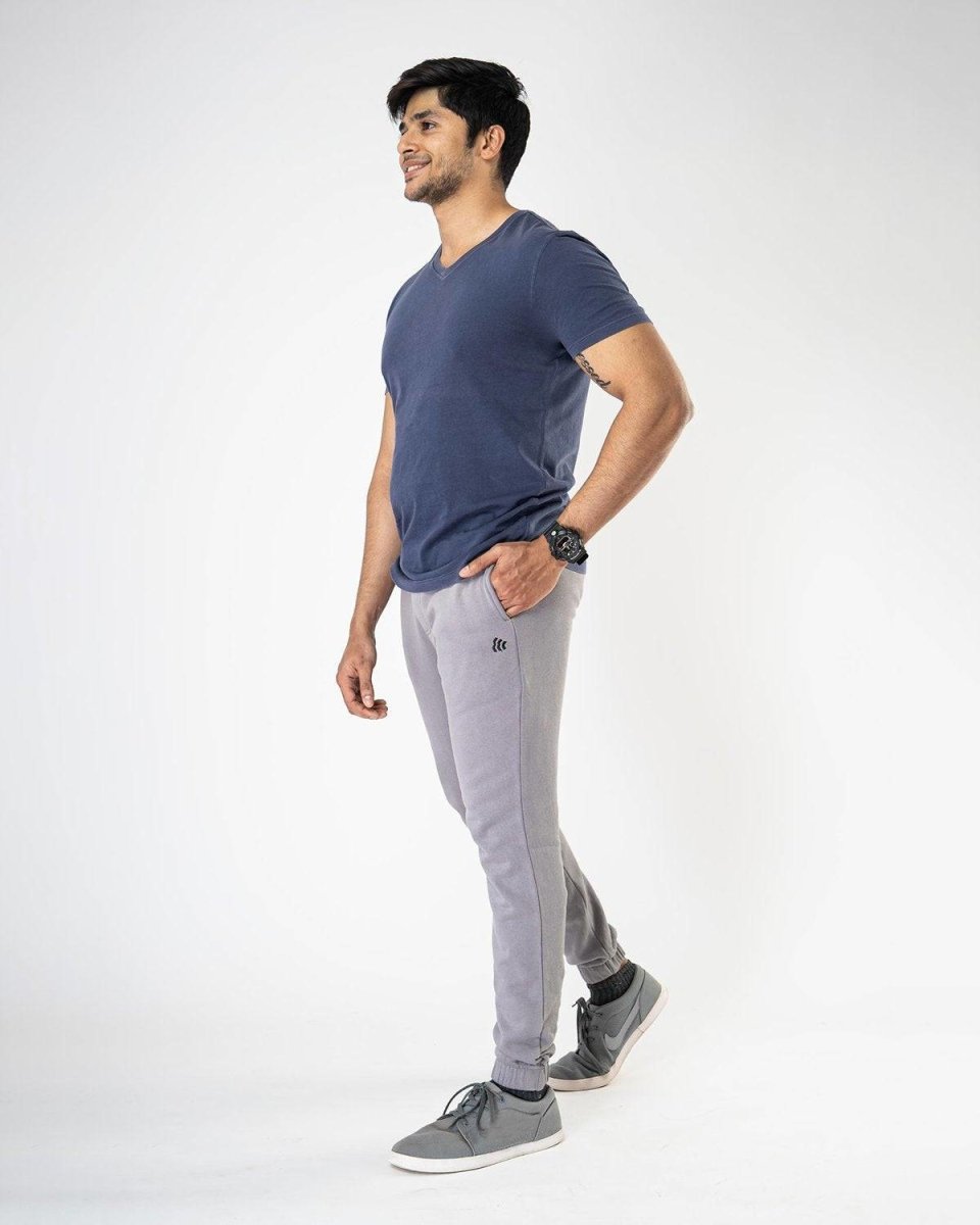 Solid Men's Grey Athleisure Joggers | Verified Sustainable by Brown Living™