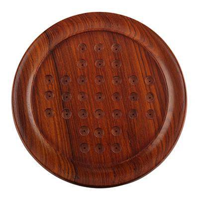 Games Solitaire Board in Wood with Glass Marbles - 9 inch (Brown) | Verified Sustainable by Brown Living™