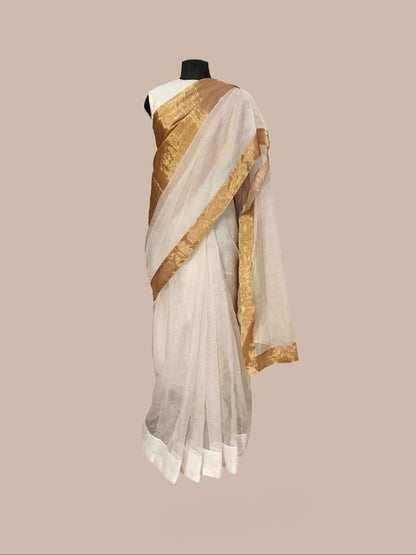 Son Champa Organza Sari | Verified Sustainable by Brown Living™