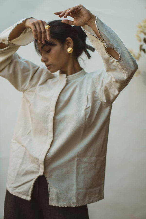 Buy Sonder Hand Spun Mandarin Collar Blouse | Shop Verified Sustainable Products on Brown Living