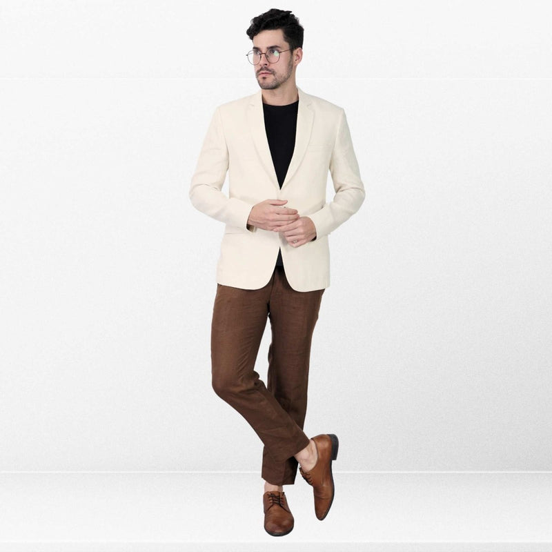 Buy Sophisticated Cream Hemp Blazer - Versatile and Stylish | Shop Verified Sustainable Products on Brown Living