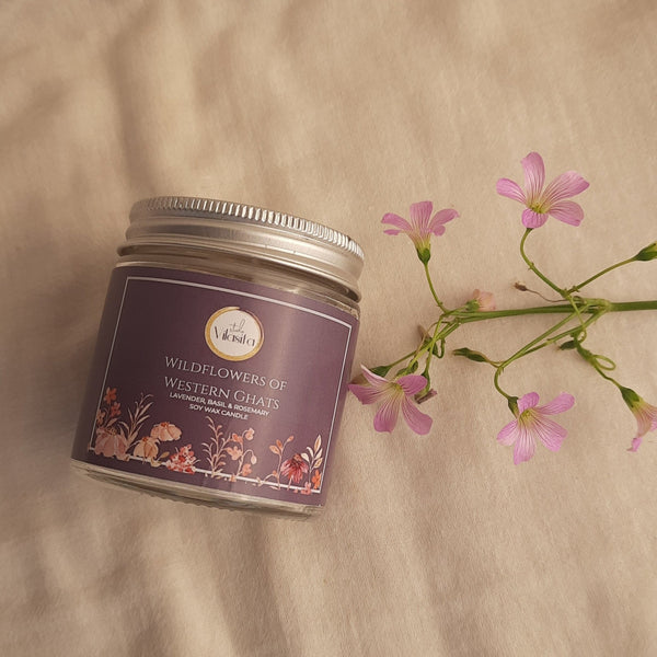 Soy Wax Candle- Wildflowers of Western Ghats | Lavender, Rosemary & Basil | Verified Sustainable Candles & Fragrances on Brown Living™