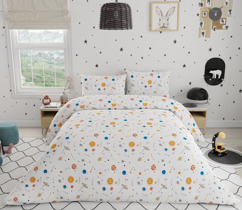 Space Galaxy 100% Cotton Antimicrobial Kids Bedsheet Set | Verified Sustainable by Brown Living™