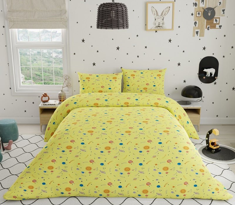 Space Galaxy 100% Cotton Antimicrobial Kids Bedsheet Set | Verified Sustainable by Brown Living™