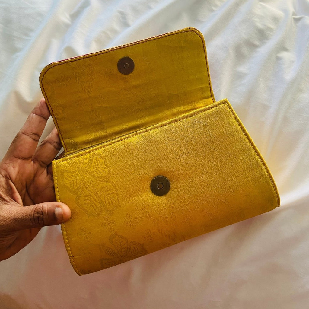 Gold Phone And As A Wallet Ladies Clutch Bag, Rectangle With Curved Edges  at Rs 649 in Noida