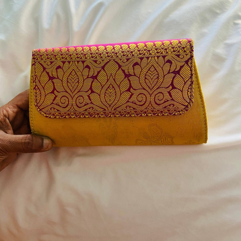 Special Clutch Purse Small - Golden with Amman Flap | Verified Sustainable by Brown Living™