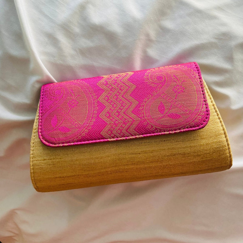 Buy Special Clutch Purse Small - Golden With Mango Flap | Shop Verified Sustainable Products on Brown Living