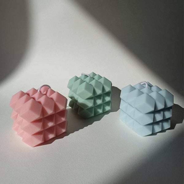 Buy Spike Cube Sculpted Pastel Aroma Candle - Set of 3 | Shop Verified Sustainable Candles & Fragrances on Brown Living™