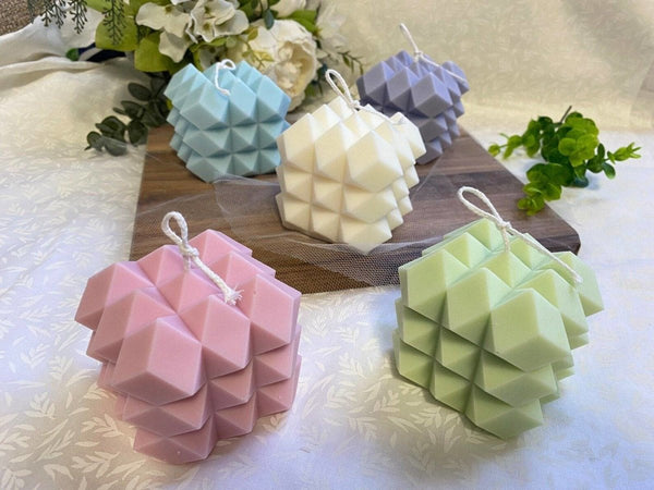 Buy Spike Cube Sculpted Pastel Aroma Candle - Set of 5 | Shop Verified Sustainable Candles & Fragrances on Brown Living™