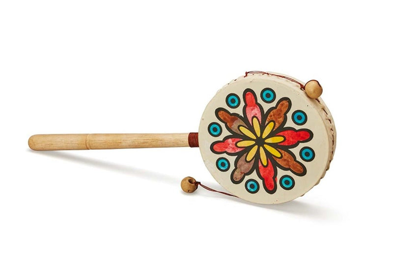 Buy Spin/Twist Drum- Den Den Daiko- Red Brown Flower | Shop Verified Sustainable Musical Instruments on Brown Living™
