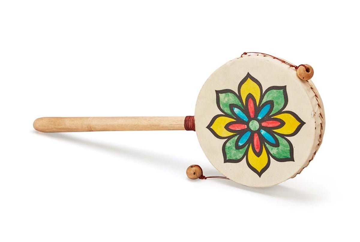 Spin/Twist Drum - Den Den Daiko - Yellow Green Flower | Verified Sustainable by Brown Living™