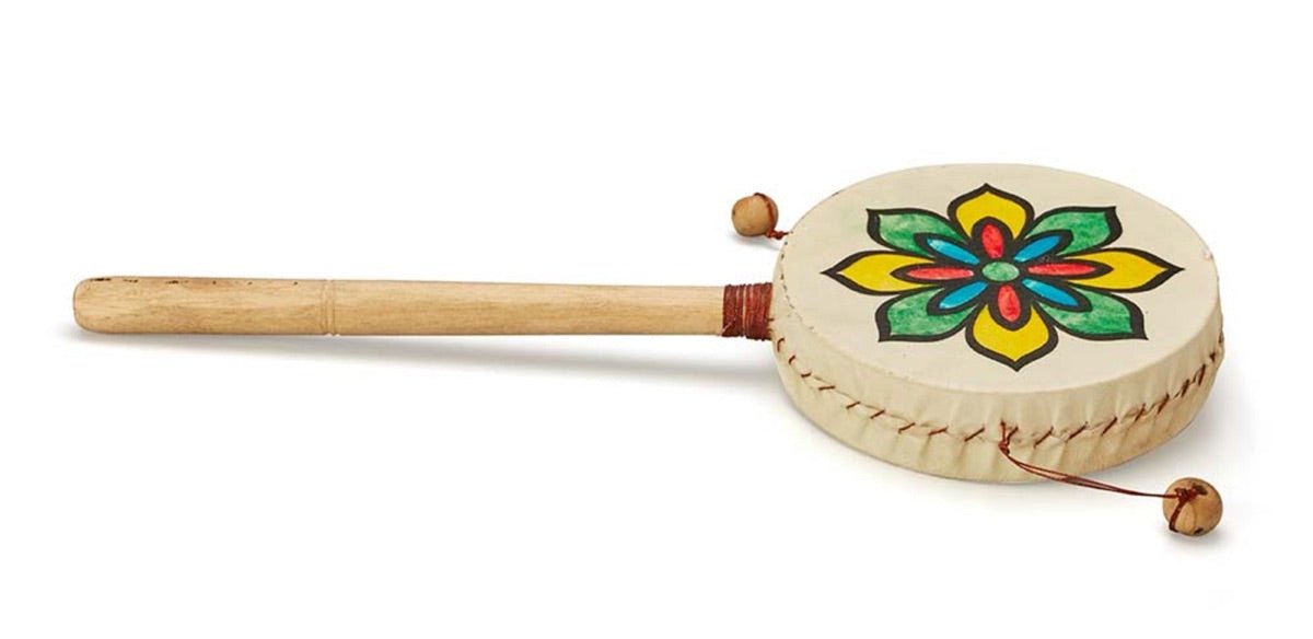 Spin/Twist Drum - Den Den Daiko - Yellow Green Flower | Verified Sustainable by Brown Living™