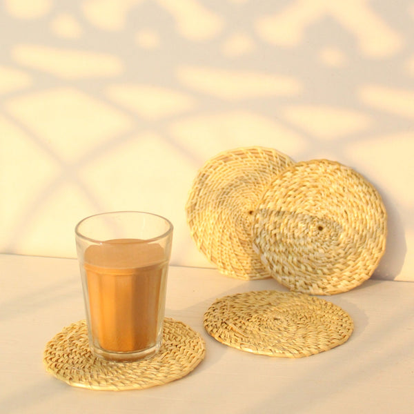 Spiral Sabai Grass Coasters (Set of4) | Verified Sustainable Table Decor on Brown Living™
