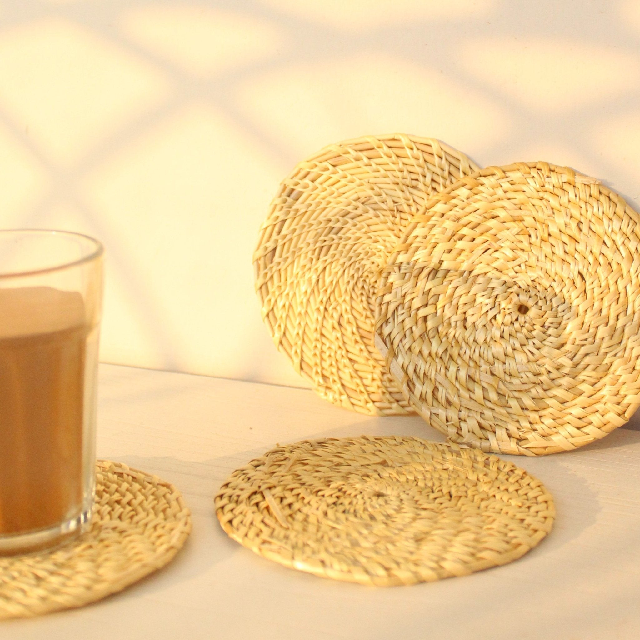 Spiral Sabai Grass Coasters (Set of4) | Verified Sustainable by Brown Living™
