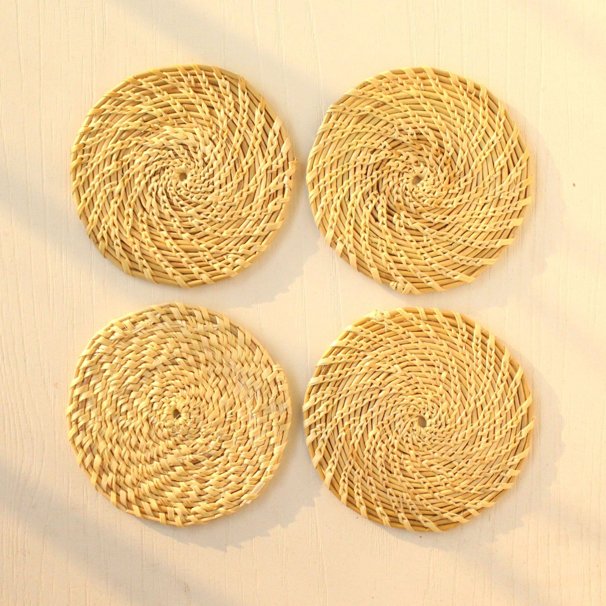 Spiral Sabai Grass Coasters (Set of4) | Verified Sustainable by Brown Living™