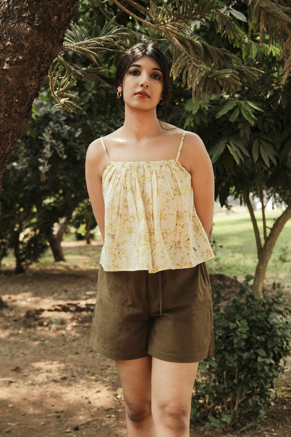 Buy Spring Strappy Top | Eco-printed with marigolds and roses | Shop Verified Sustainable Products on Brown Living
