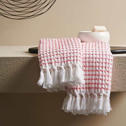 Sprinkle Box Waffle Hand Towel - Peach | Verified Sustainable by Brown Living™