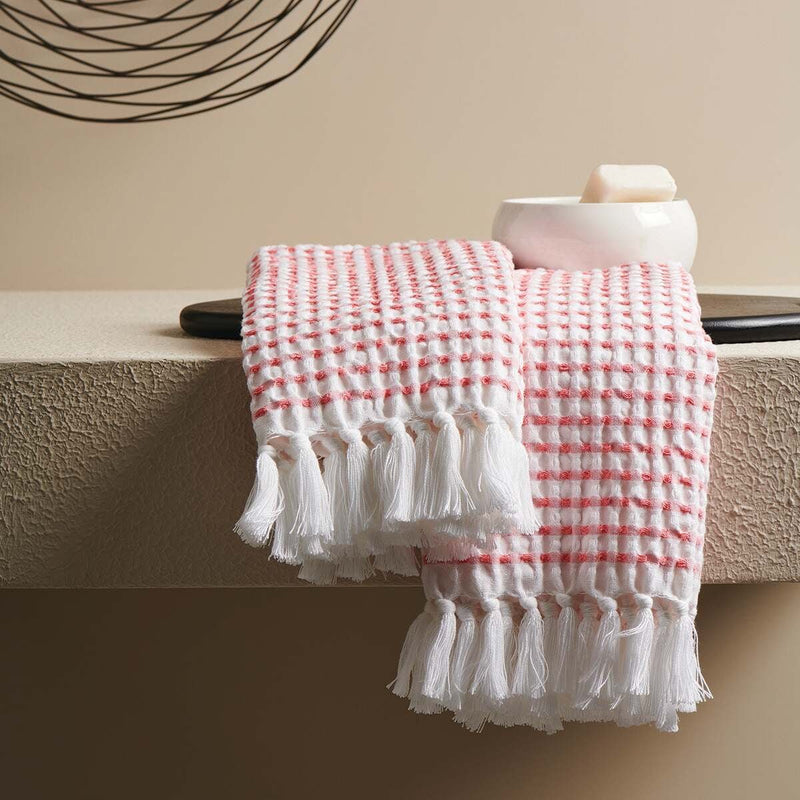 Sprinkle Box Waffle Hand Towel-Peach | Verified Sustainable Bath Linens on Brown Living™