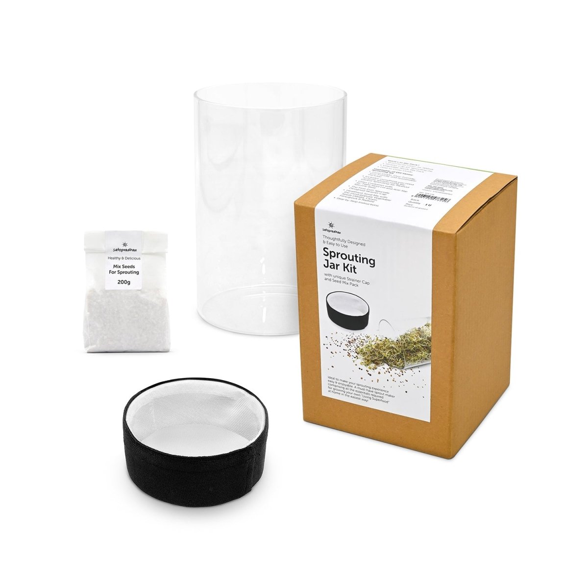 Sprouting Jar DIY Kit - Strainer Cap & Seed Mix Pack | Verified Sustainable by Brown Living™