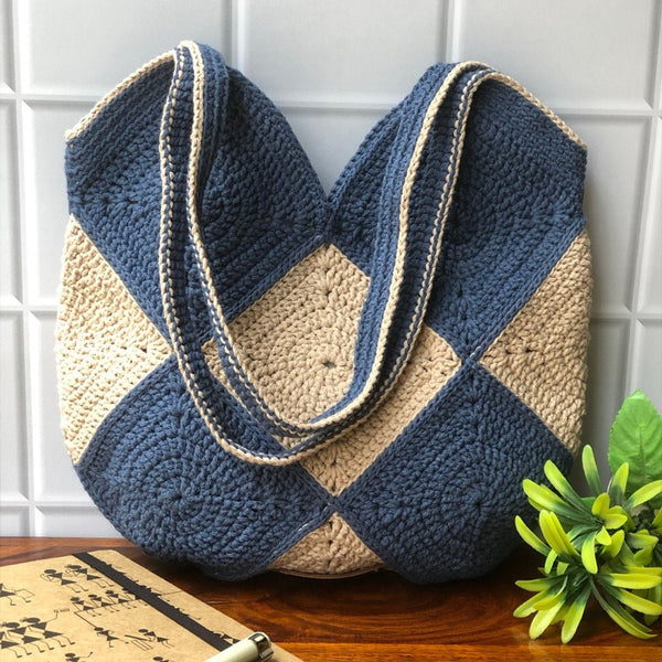 Buy Square Cotton Yarn Granny Tote Bag | Shop Verified Sustainable Products on Brown Living